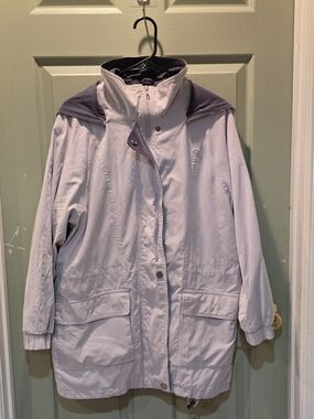 London Fog Light Lavender Hooded Utility Jacket with Dark Lavender Yoke